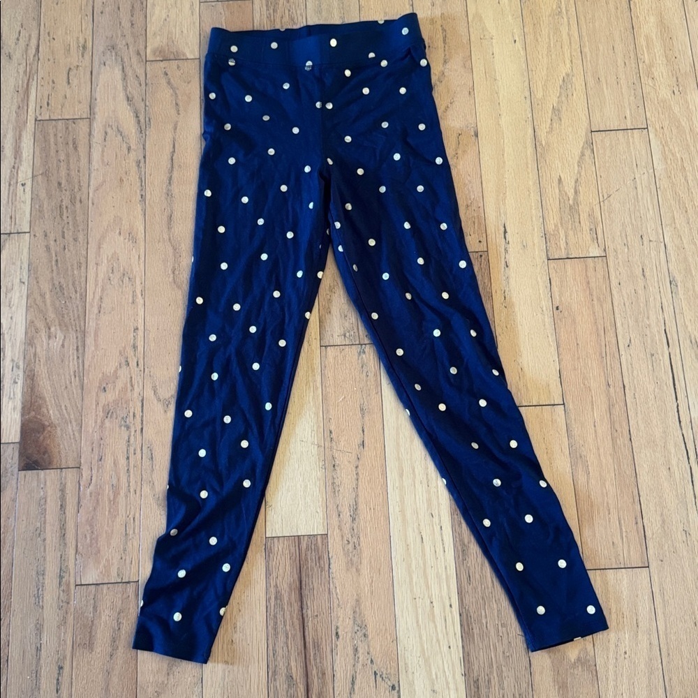 Boden | High Rise Jersey Navy Leggings | Gold Dot | size 6